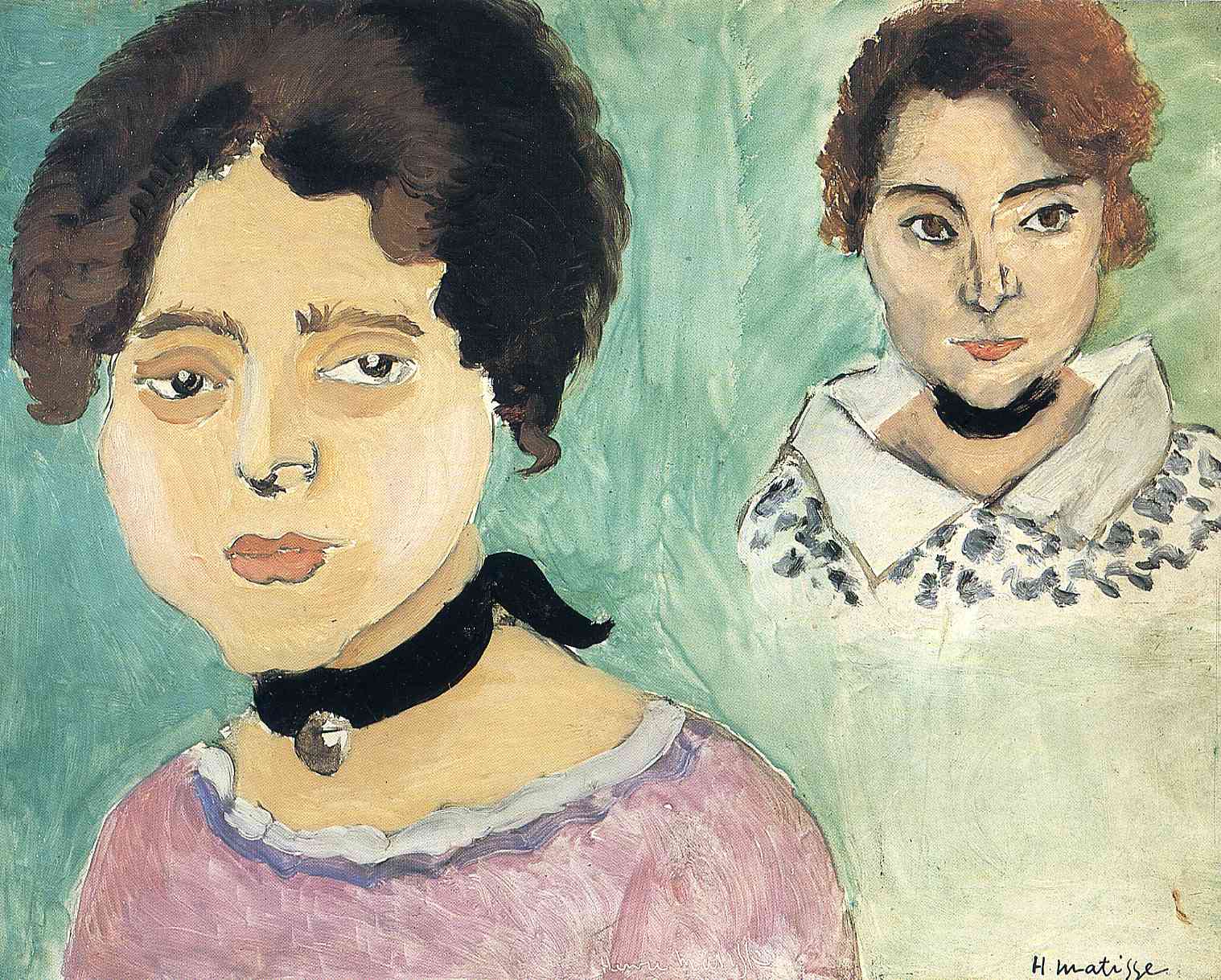 Henri Matisse - Double Portrait of Marguerite on a Green Background 1919